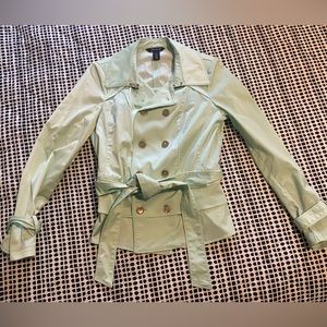 White House Black Market 6 Mint Green Peplum Belted Trench Coat Jacket w/ tank
